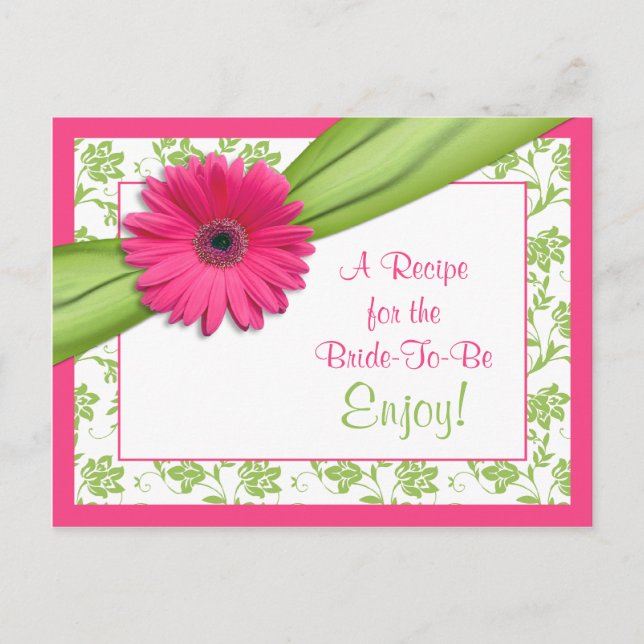 Pink Daisy Recipe Card for the Bride to Be (Front)