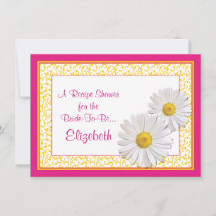 Pink Daisy Recipe Theme Bridal Shower Invitation