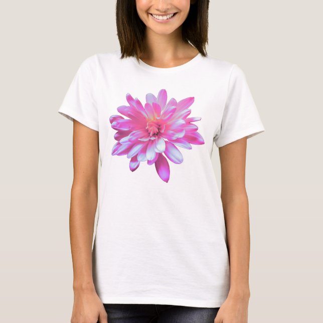 Pink daisy, retro floral photo T-Shirt (Front)