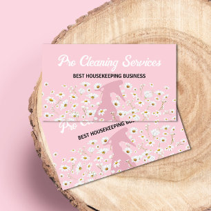 Pink Daisy Spray Bottle Cleaning Service gardening Business Card