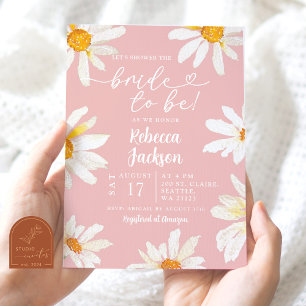Pink Daisy Sunflower Bride To Be Bridal Shower Invitation