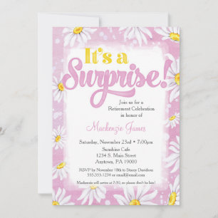 Pink Daisy Surprise Retirement Party Invitation