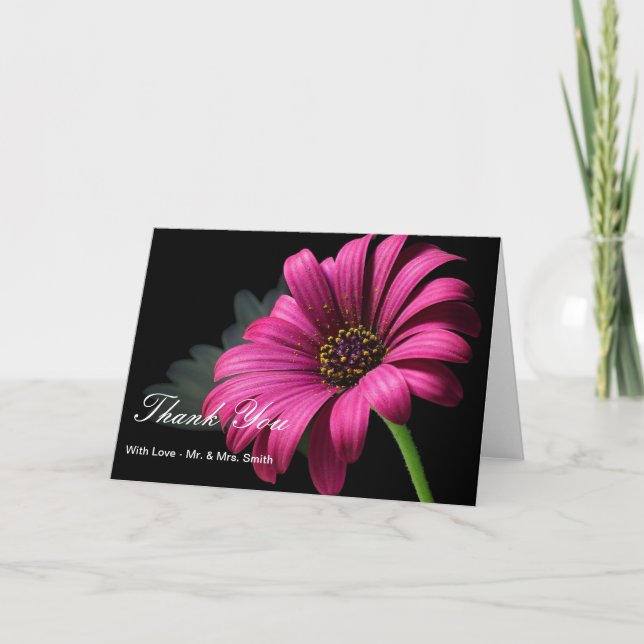 Pink Daisy Thank You Note Card (Front)