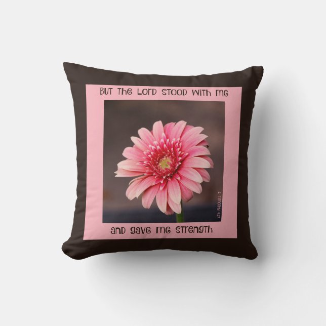 Pink Daisy w Scripture Verse Cushion (Front)