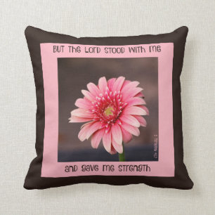 Pink Daisy w Scripture Verse Cushion