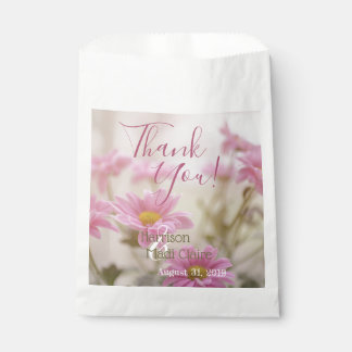 Pink Daisy Wedding Favour Bag Romantic Flowers