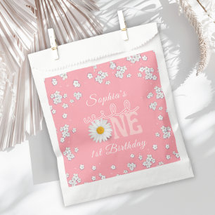 Pink Daisy Wild One 1st Birthday Favour Bag