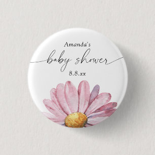 Pink daisy Wildflower - Baby shower 3 Cm Round Badge