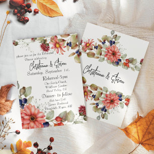 Pink Daisy Wildflower Watercolor  Floral Invitation