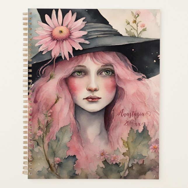 Pink Daisy Witch Planner (Front)
