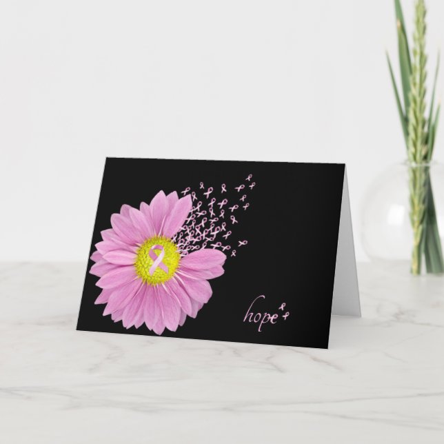 Pink Daisy with Hope pink ribbons Card (Front)