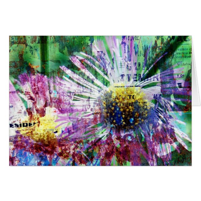 Pink Daisy Words Grunge Blank Inside (Front Horizontal)