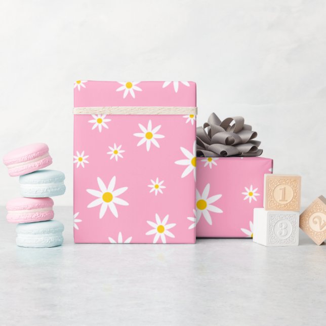 Pink Daisy Wrapping Paper (Baby Shower)