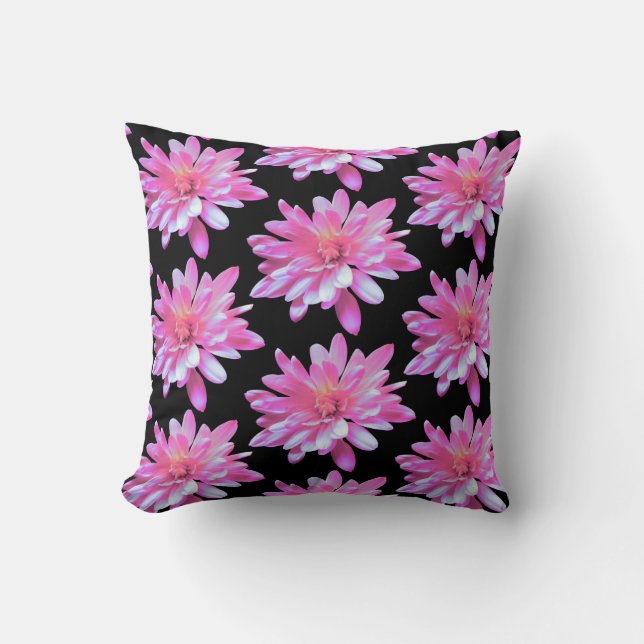 Pink daisy, zinnia, cosmo, Retro floral pattern Cushion (Front)