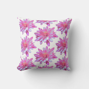 Pink daisy zinnia cosmo Retro floral pattern Cushion