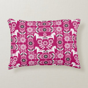 Pink Dala Swedish Horse Print Decorative Cushion