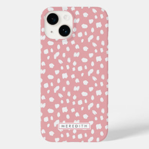 Pink Dalmatian Print Name Case-Mate iPhone Case