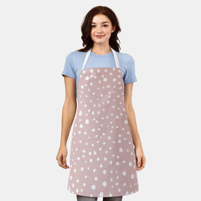 Pink Dalmatian Spots, Dalmatian Dots, Dotted Print Apron (Worn)