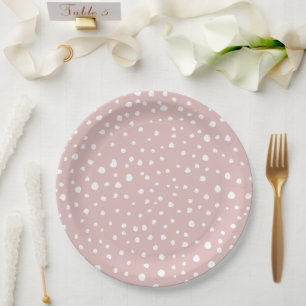 Pink Dalmatian Spots, Dalmatian Dots, Dotted Print Paper Plate