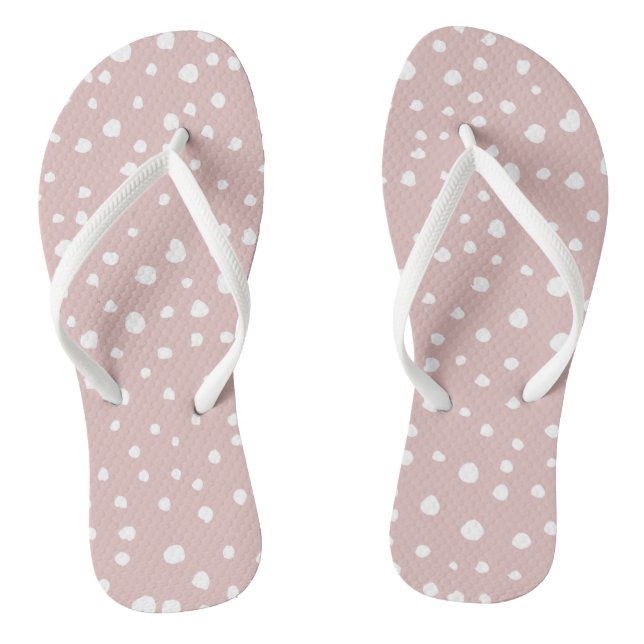 Pink Dalmatian Spots, Dalmatian Dots, Dotted Print Thongs (Footbed)