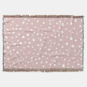 Pink Dalmatian Spots, Dalmatian Dots, Dotted Print Throw Blanket