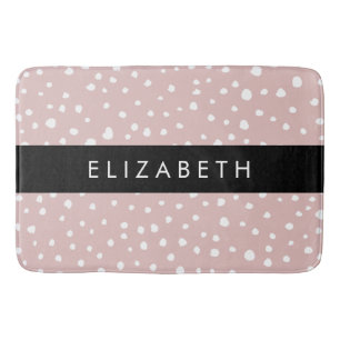 Pink Dalmatian Spots, Dalmatian Dots, Your Name Bath Mat