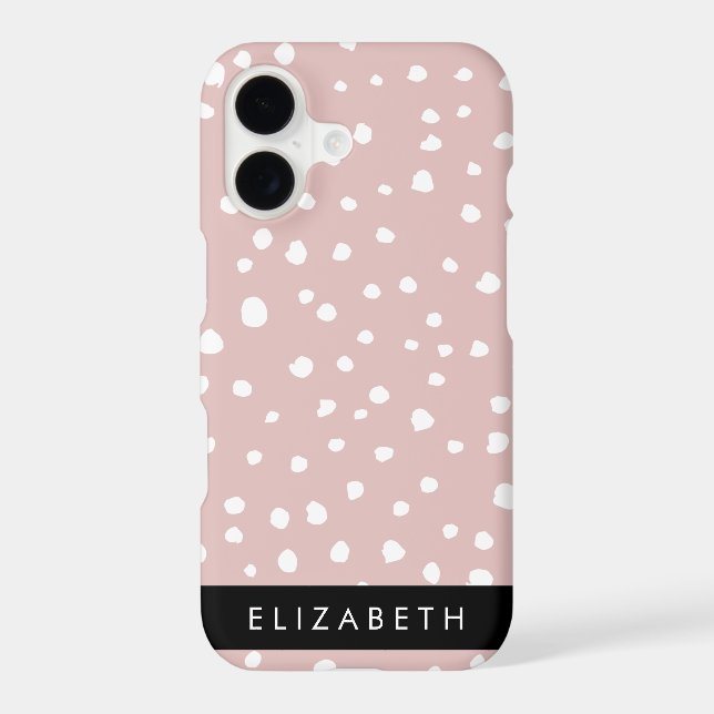 Pink Dalmatian Spots, Dalmatian Dots, Your Name iPhone Case (Back)