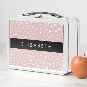 Pink Dalmatian Spots, Dalmatian Dots, Your Name Metal Lunch Box