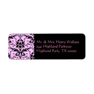 Pink Damask Address Labels