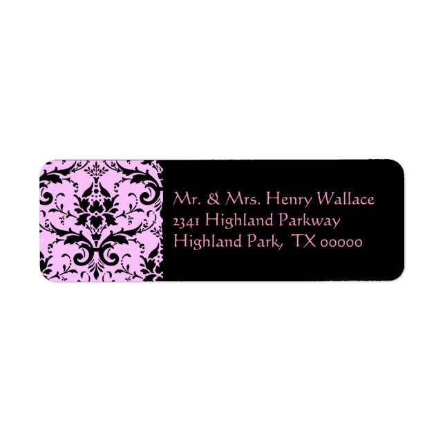 Pink Damask Address Labels (Front)