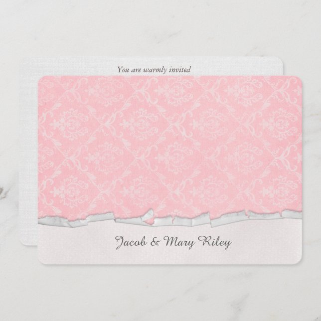 pink damask anniversary party invitation (Front/Back)