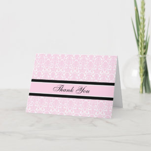Pink Damask Baby Shower Hostess Thank You Card