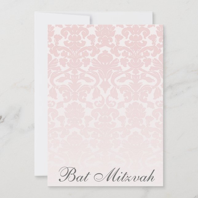 Pink Damask Bat Mitzvah Customisable Invitation (Front)