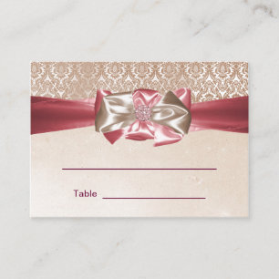 Pink Damask Bat Mitzvah Reception Table Cards