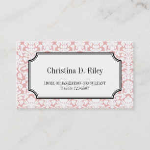 Pink damask border frame consultant professional business card