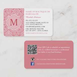 Pink Damask Boutique Hair Salon Business Card