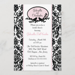 Pink Damask Bridal Shower Invitation