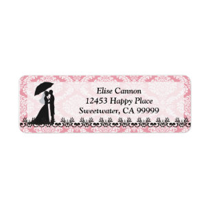 Pink Damask Bridal Shower : Return Address Label