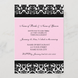 Pink Damask Engagement Party Invitations