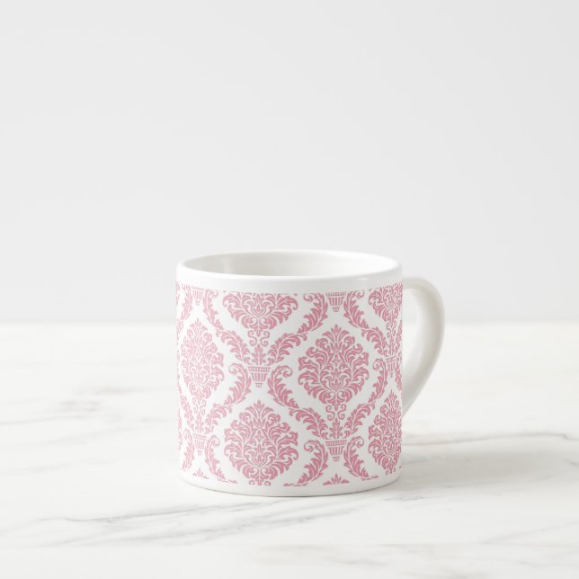 Pink Damask Espresso Mug (Front Right)