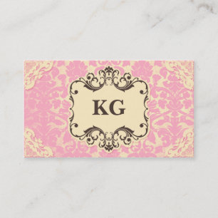 Pink Damask Girly Business Card Pink Lace