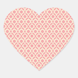 Pink Damask Heart Sticker