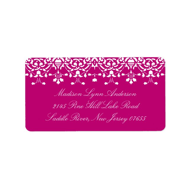 Pink Damask Lace Return Address Label (Front)