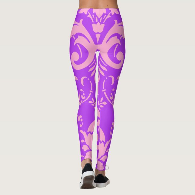Pink Damask Leggings (Back)