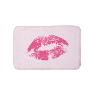 Pink Damask & Lips Bath Mat