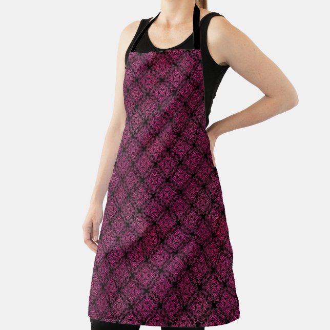 Pink Damask Medallion Pattern Apron (Insitu)