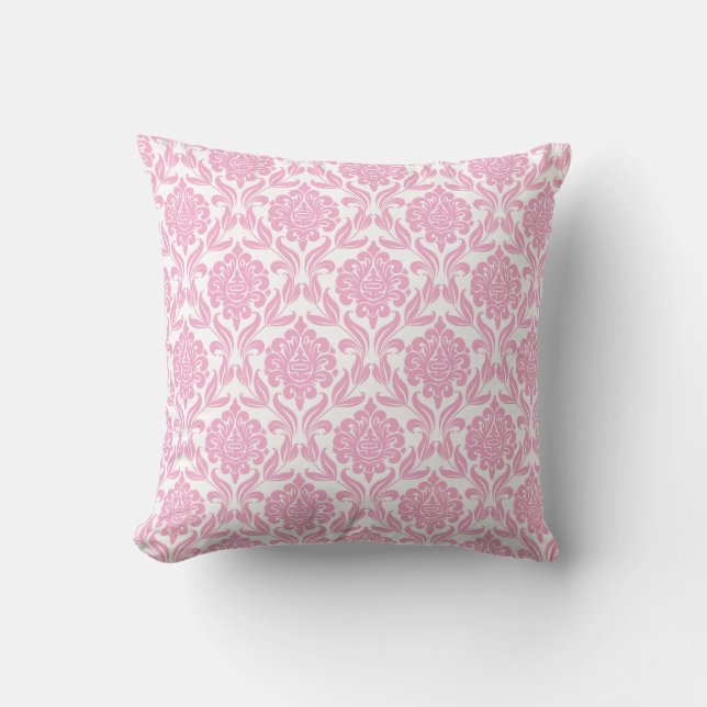 Pink Damask Pattern Cushion (Front)