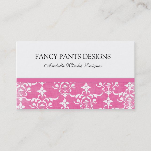 Pink Damask Profile -Business Card (Front)