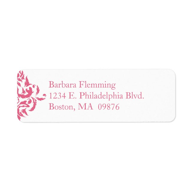 Pink Damask Return Address Label (Front)