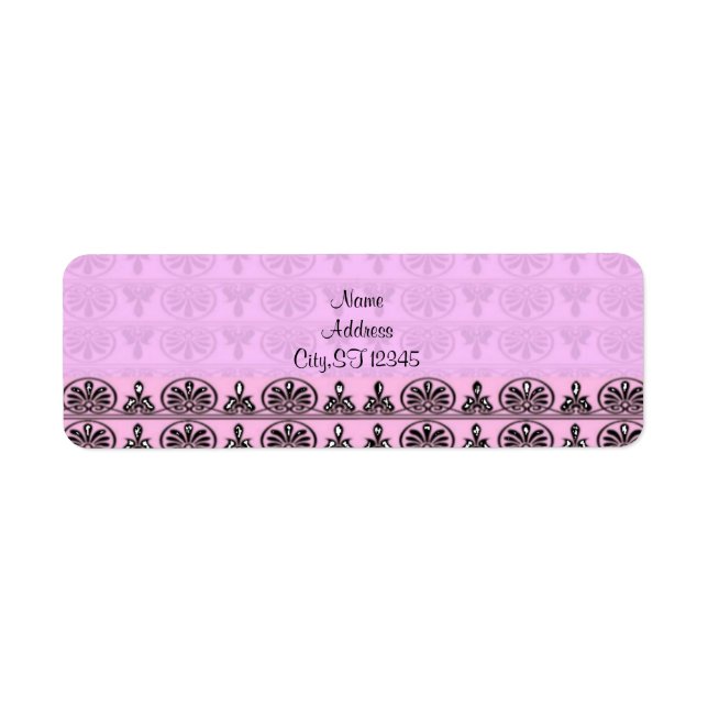 Pink Damask Return Address Label (Front)